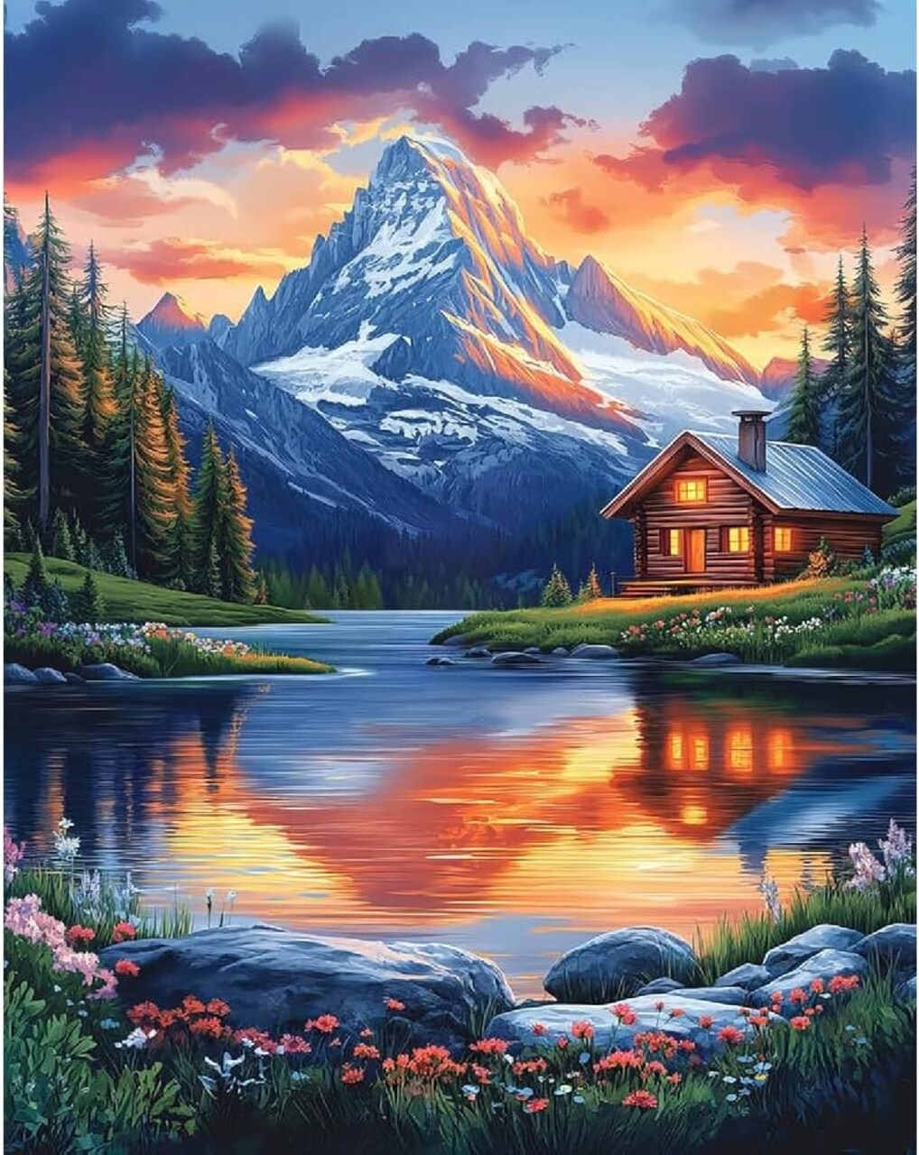 Paint By Numbers Kit for Adults, Mountain Easy Acrylic Adult Painting By Number Kits On Canvas
